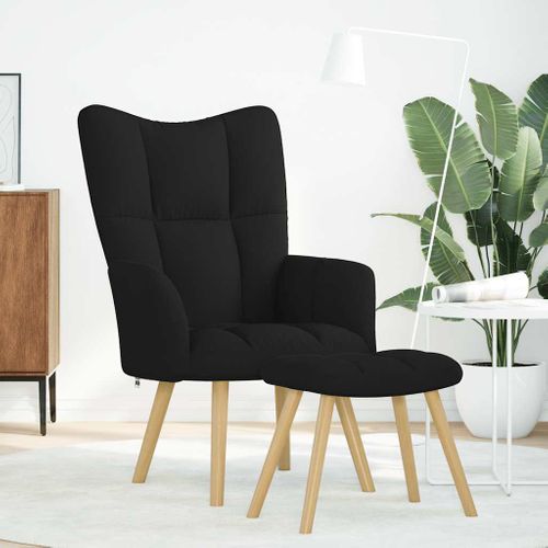 Chaise De Relaxation Avec Repose-pied Noir Tissu