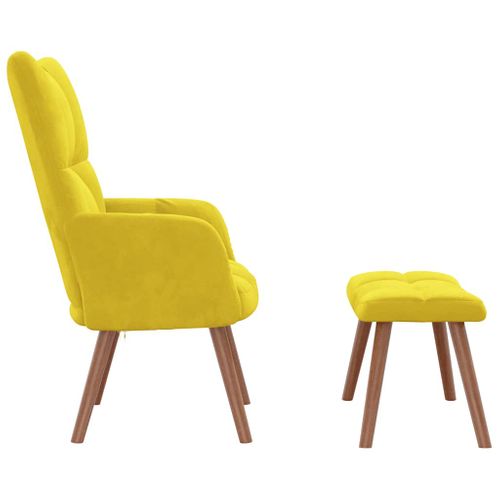 Chaise De Relaxation Avec Repose-pied Jaune Moutarde Velours
