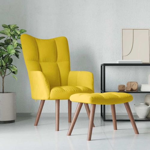 Chaise De Relaxation Avec Repose-pied Jaune Moutarde Velours
