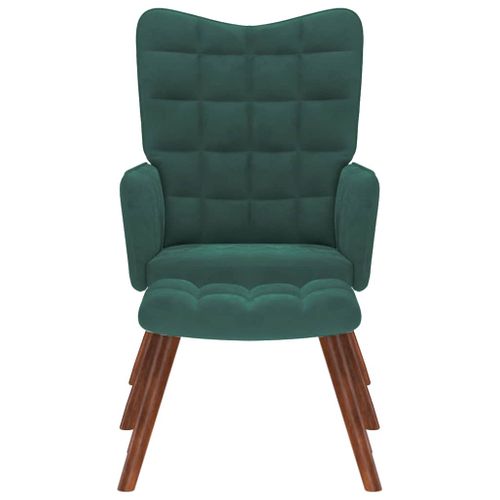 Chaise De Relaxation Avec Tabouret Vert Foncé Velours