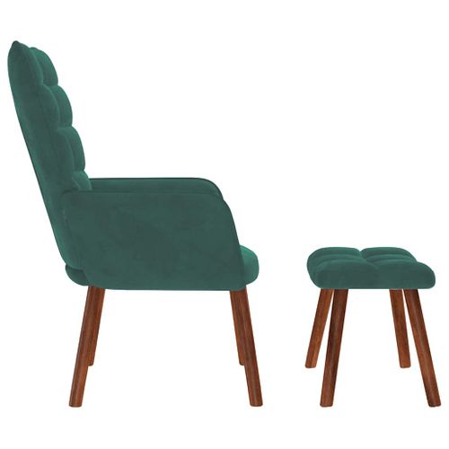 Chaise De Relaxation Avec Tabouret Vert Foncé Velours