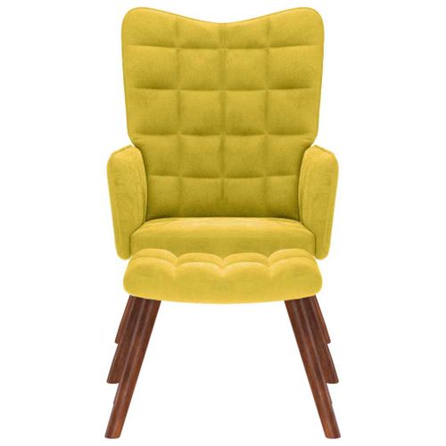 Chaise De Relaxation Avec Tabouret Jaune Velours