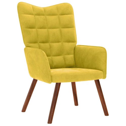 Chaise De Relaxation Avec Tabouret Jaune Velours