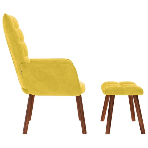 Chaise De Relaxation Avec Tabouret Jaune Velours