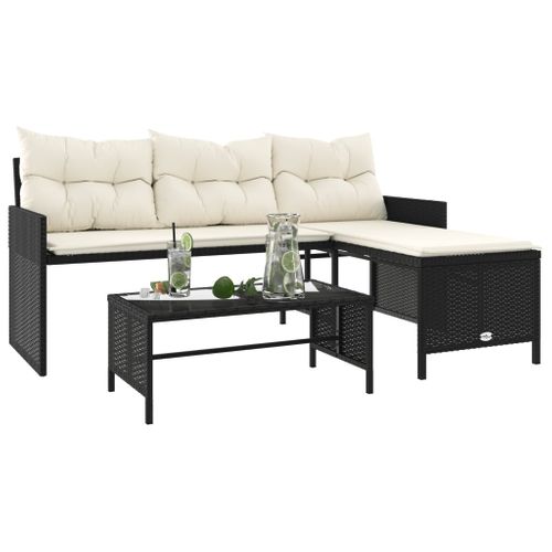 Canapé De Jardin Avec Table Et Coussins En Forme De L Noir