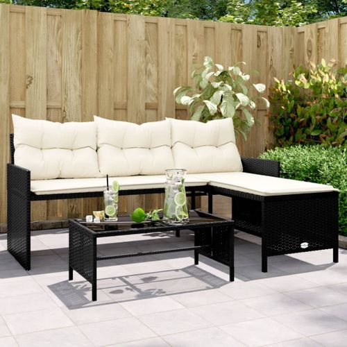Canapé De Jardin Avec Table Et Coussins En Forme De L Noir