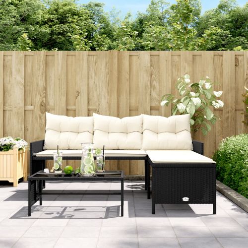 Canapé De Jardin Avec Table Et Coussins En Forme De L Noir