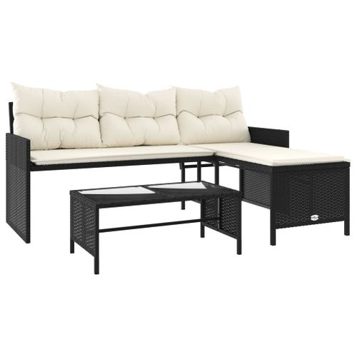 Canapé De Jardin Avec Table Et Coussins En Forme De L Noir
