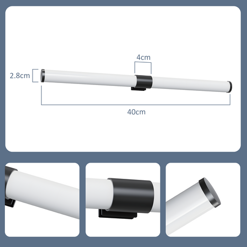 Salle De Bain Miroir Lumineux LED - 40 Cm Lampe De Salle De Bain 6 W  Noir