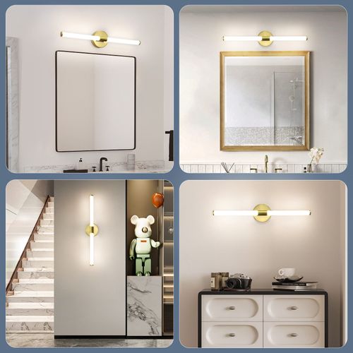 Applique Murale De Salle De Bain Dorée à LED Pour Miroir