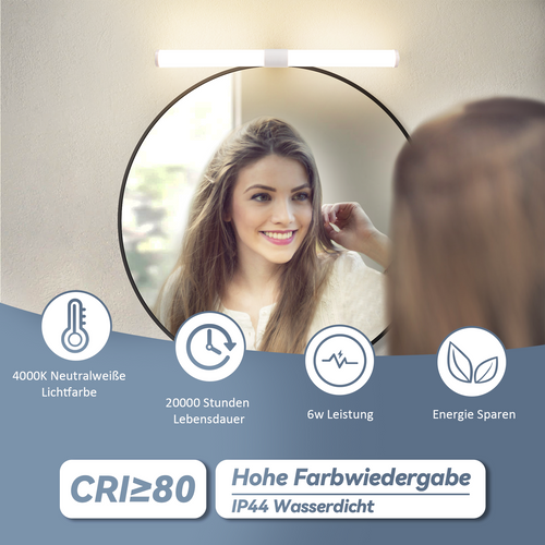 Applique Murale LED Pour Salle De Bain 60 Cm – 8 W, Blanc Neutre 4 000 K