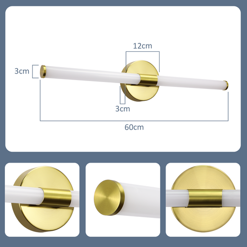 Applique Murale LED Pour Salle De Bain Noire – 8 W 4 000 K 60 Cm