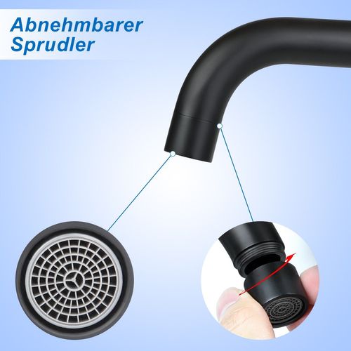 Robinet De Salle De Bain Mitigeur Extractible En Acier Inoxydable Noir