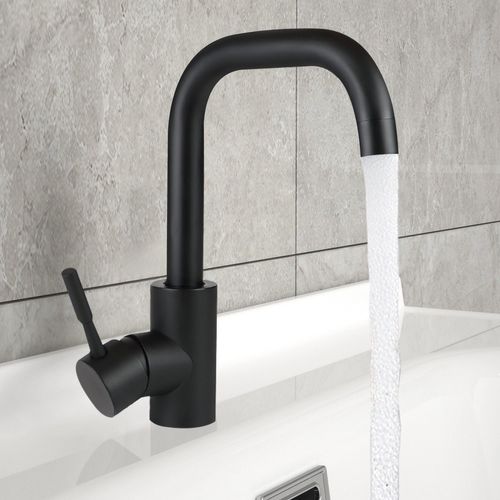 Robinet De Salle De Bain Mitigeur Extractible En Acier Inoxydable Noir