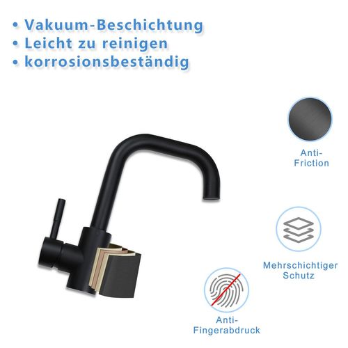 Robinet De Salle De Bain Mitigeur Extractible En Acier Inoxydable Noir