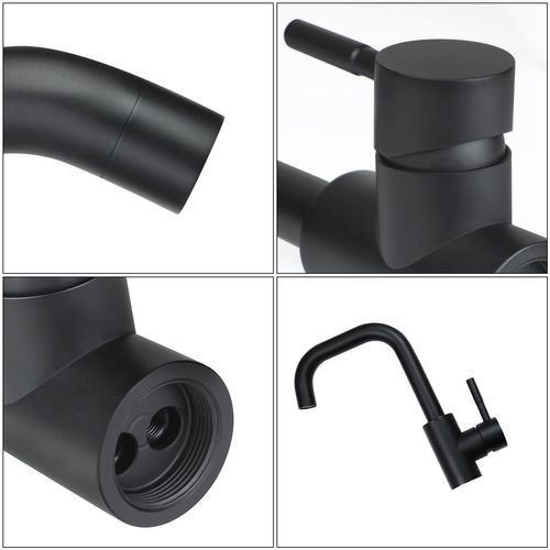 Robinet De Salle De Bain Mitigeur Extractible En Acier Inoxydable Noir