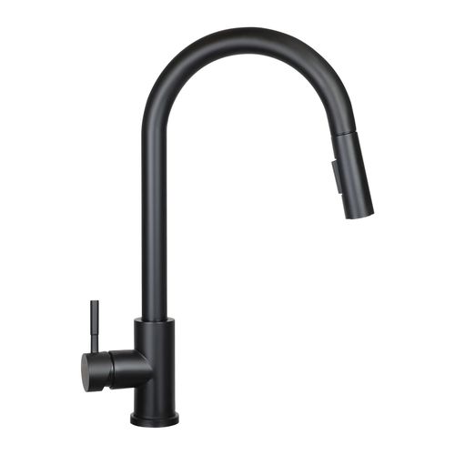 Robinet De Cuisine Noir En Acier Inoxydable Avec Douche Extractible à 360° Et 2 Jets