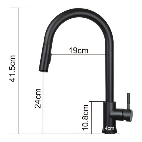 Robinet De Cuisine Noir En Acier Inoxydable Avec Douche Extractible à 360° Et 2 Jets