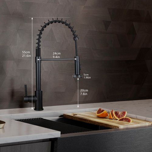 Robinet De Cuisine Noir Pivotant Avec Douche Extractible
