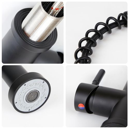 Robinet De Cuisine Noir Pivotant Avec Douche Extractible