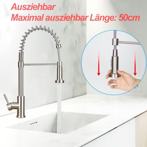 Robinet De Cuisine Extractible Pivotant En Inox