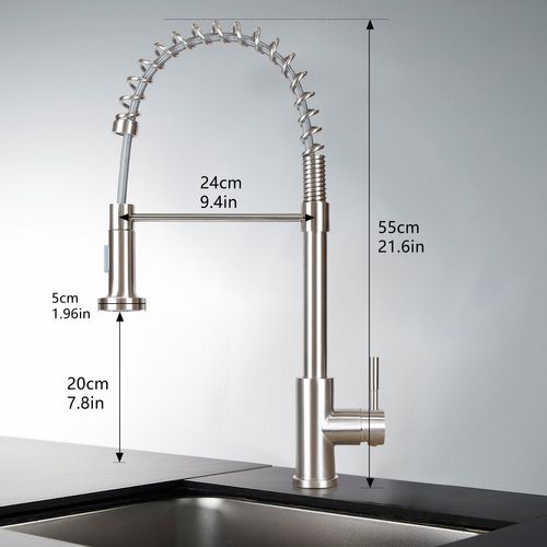 Robinet De Cuisine Extractible Pivotant En Inox