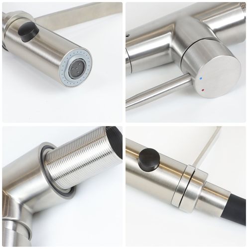 Robinet De Cuisine Noir Pivotant Avec Douchette 360°