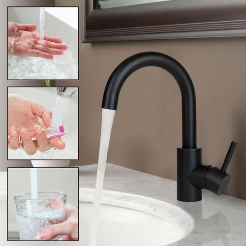 Robinet De Lavabo Rotatif En Acier Inoxydable Noir - Haute Pression Et Écoénergétique