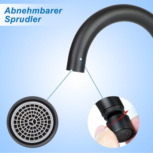 Robinet De Lavabo Rotatif En Acier Inoxydable Noir - Haute Pression Et Écoénergétique