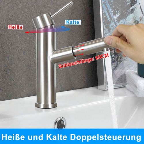 Robinet De Lavabo Noir Avec Douchette Extensible Pour Salle De Bain