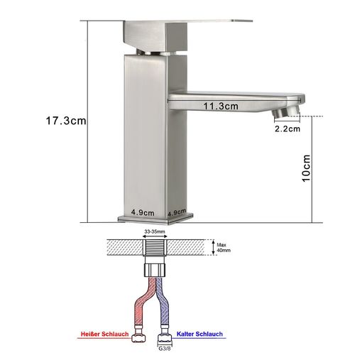 Robinet De Lavabo Robinet De Salle De Bain Haute Pression En Acier Inoxydable Barre De Traction