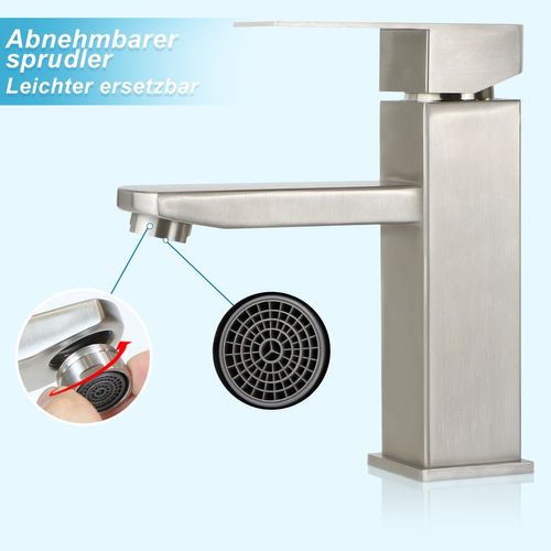 Robinet De Lavabo Robinet De Salle De Bain Haute Pression En Acier Inoxydable Barre De Traction