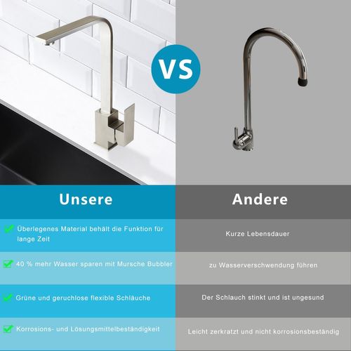 Robinet De Lavabo En Acier Inoxydable  Avec Mitigeur Pivotant à 360° Pour Cuisine