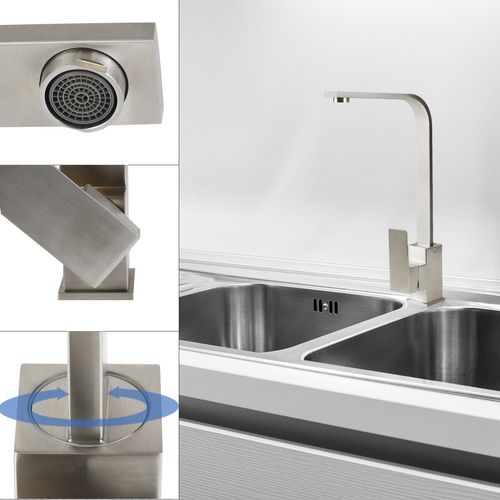 Robinet De Lavabo En Acier Inoxydable  Avec Mitigeur Pivotant à 360° Pour Cuisine