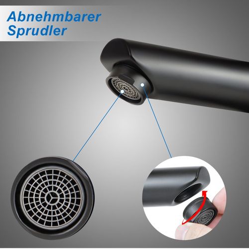 Robinet De Lavabo Haute Pression Mitigeur En Acier Inoxydable Noir