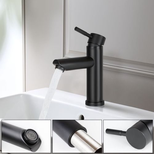 Robinet De Lavabo Haute Pression Mitigeur En Acier Inoxydable Noir