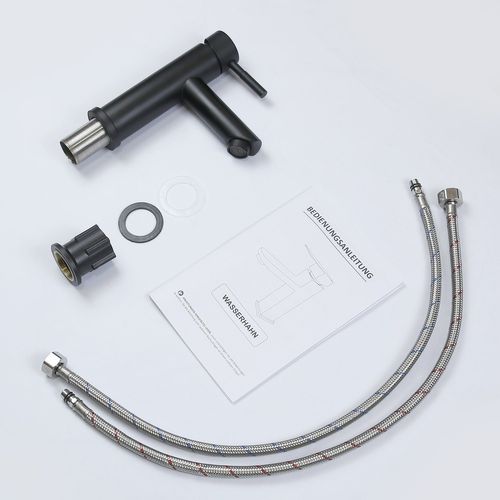 Robinet De Lavabo Haute Pression Mitigeur En Acier Inoxydable Noir