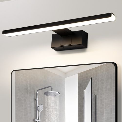Lampe Miroir LED Salle De Bain Noire 60cm Ip44 Blanc Neutre Applique Murale Pour Cave