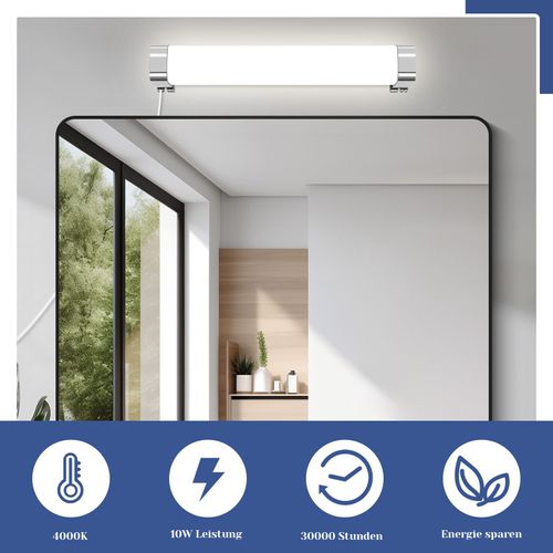 Lampe LED Pour Salle De Bain Avec Prise 37cm Chrome Lampe De Salle De Bain Chambre Ip44