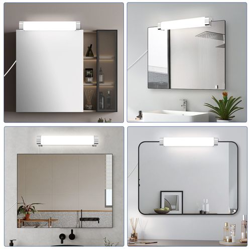 Lampe LED Pour Salle De Bain Avec Prise 37cm Chrome Lampe De Salle De Bain Chambre Ip44