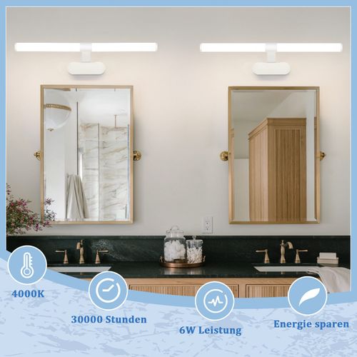 Lampe LED Pour Miroir De Salle De Bain 60cm Blanc Lampe Murale 8w Pour