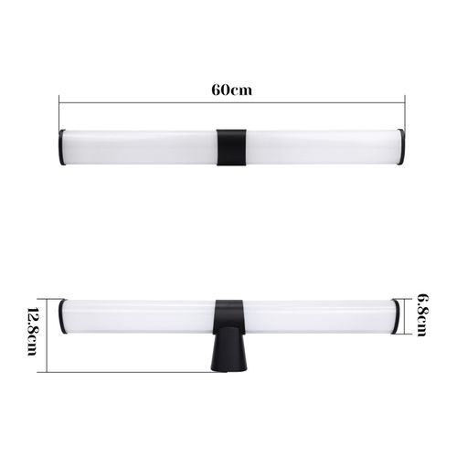 Lampe LED Murale Noire Pour Salle De Bain - Applique Étanche Ip44 60cm 8w