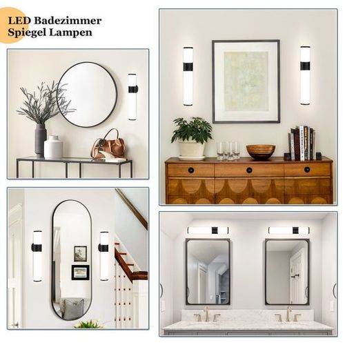 Lampe LED Murale Pour Salle De Bain 6w Noir - Éclairage Neutre 30cm