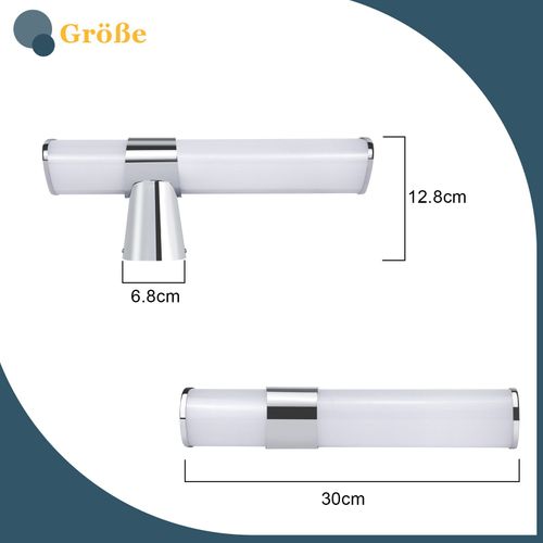 Lampe LED Pour Miroir De Salle De Bain 6w Nickel 30cm