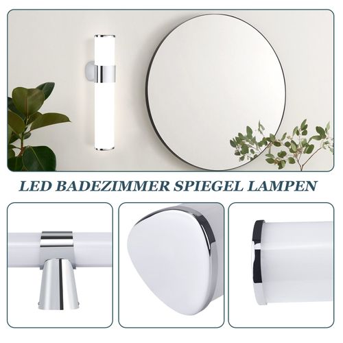 Lampe LED Pour Miroir De Salle De Bain 6w Nickel 30cm