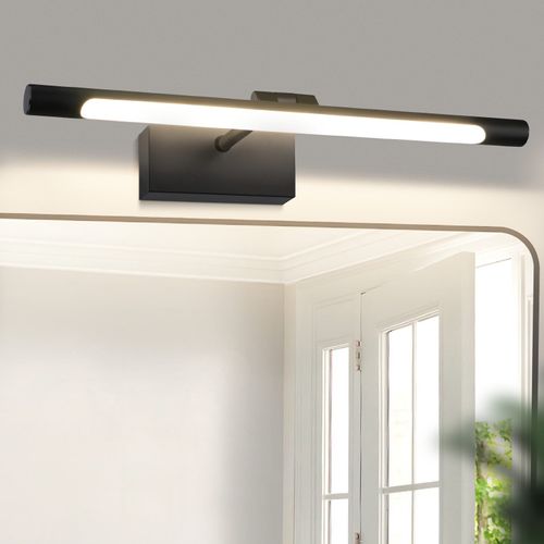 Lampe LED Pour Miroir Salle De Bain 40cm Noire 6w Pour Armoire De Salle