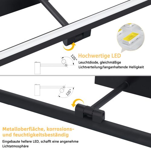 Lampe LED Pour Miroir Salle De Bain 40cm Noire 6w Pour Armoire De Salle