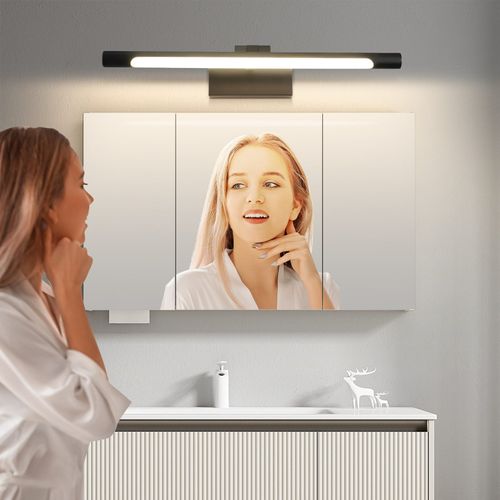 Lampe LED Pour Miroir Salle De Bain 40cm Noire 6w Pour Armoire De Salle