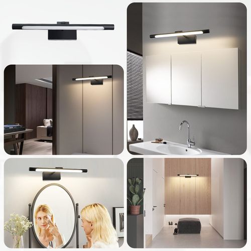 Lampe LED Pour Miroir Salle De Bain 40cm Noire 6w Pour Armoire De Salle