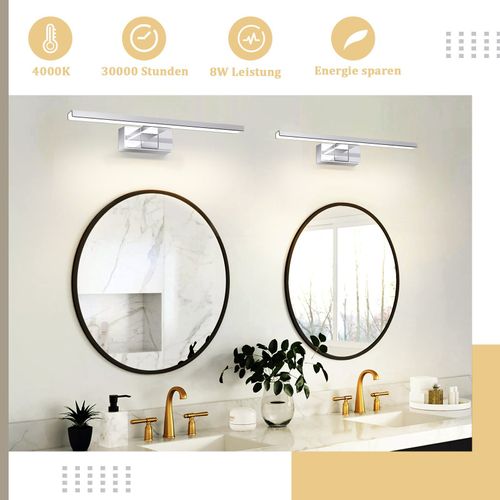 Lampe LED De Miroir Pour Salle De Bain - Éclairage Moderne Ip44 En Chrome